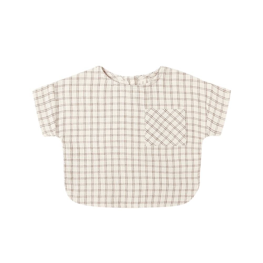 Quincy Mae Woven Boxy Top - Cedar Check