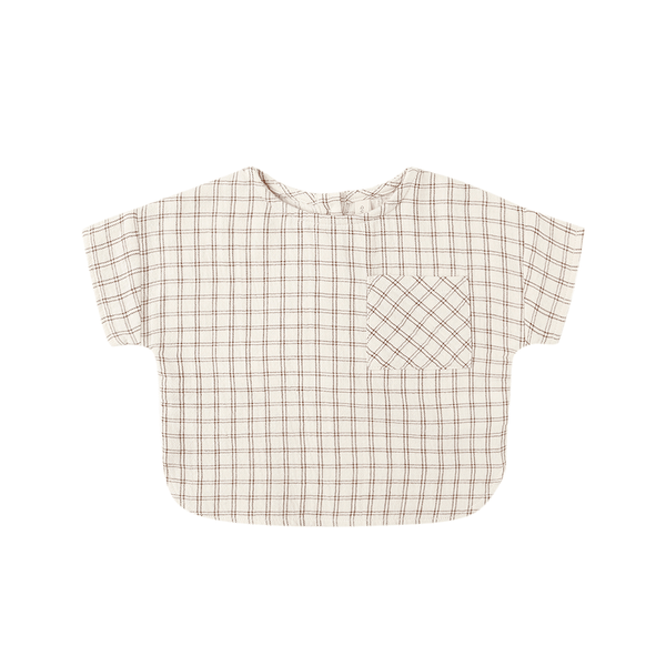 Quincy Mae Woven Boxy Top - Cedar Check