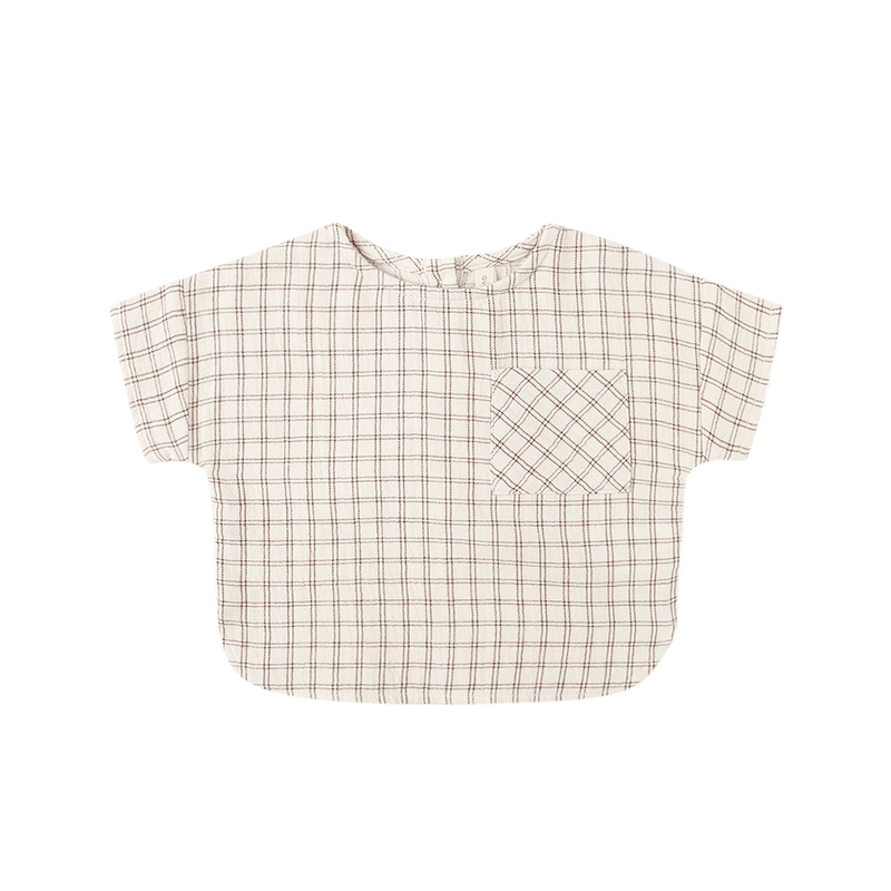 Quincy Mae Woven Boxy Top - Cedar Check