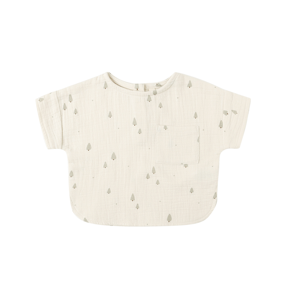 Quincy Mae Woven Boxy Top - Trees