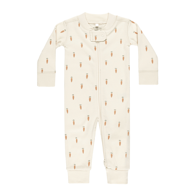 Quincy Mae Zip Longsleeve Sleeper - Carrots