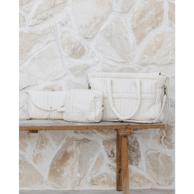 Quincy Mae Diaper Bag + Changing Pad Set - Oat Check