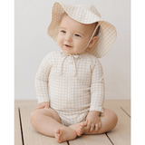 Quincy Mae Long Sleeve One-Piece Rashguard - Oat Check