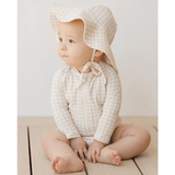 Quincy Mae Long Sleeve One-Piece Rashguard - Oat Check