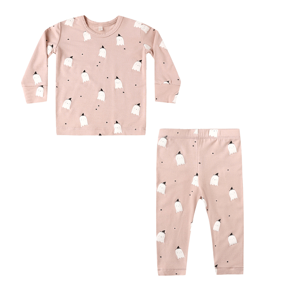 Quincy Mae Bamboo Pajama Set - Pink Ghosts