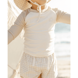 Quincy Mae Boys Swim Short - Oat Check