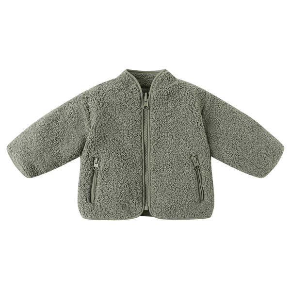Quincy Mae Shearling Zip Jacket - Forest