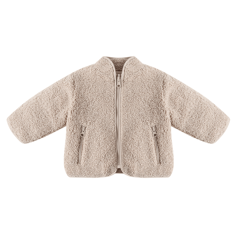 Quincy Mae Shearling Zip Jacket - Oat