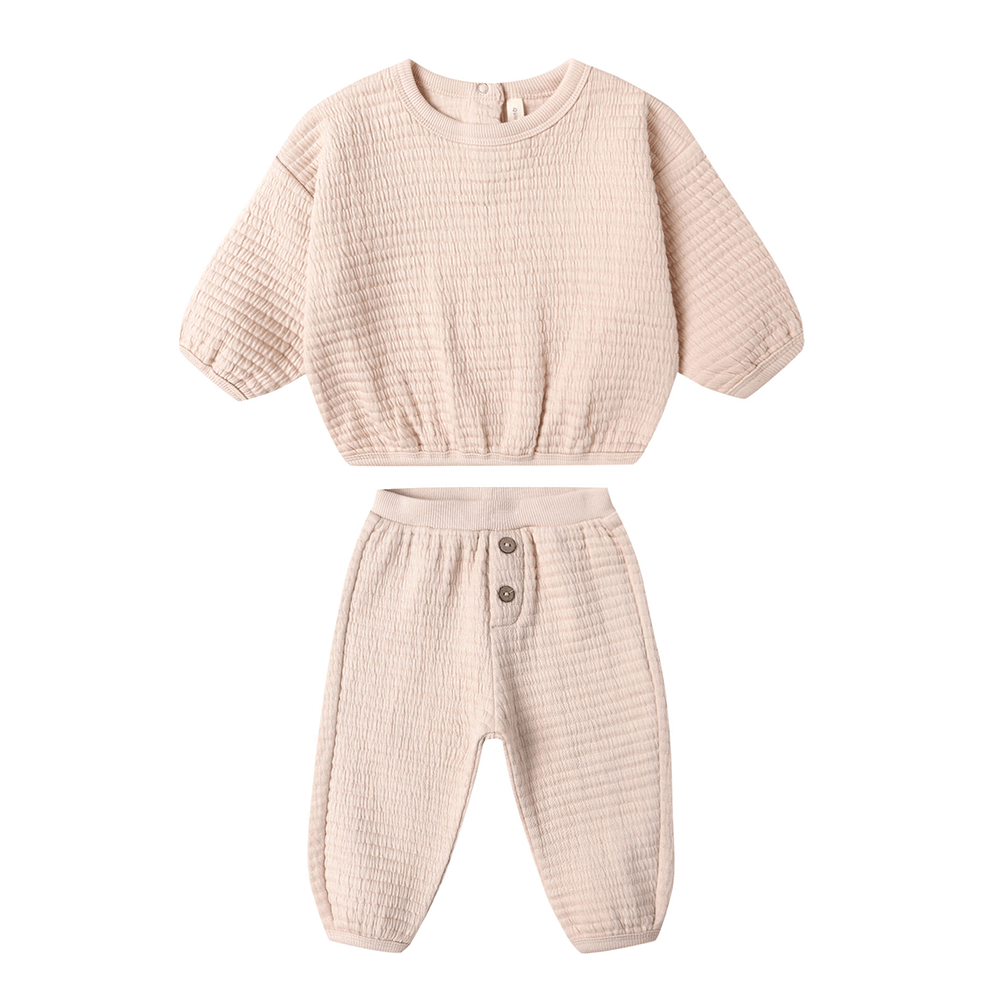 Quincy Mae Textured Sweat Set - Antique
