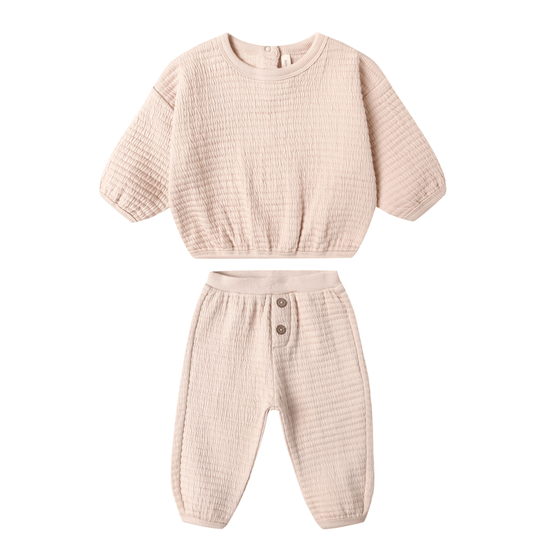 Quincy Mae Textured Sweat Set - Antique
