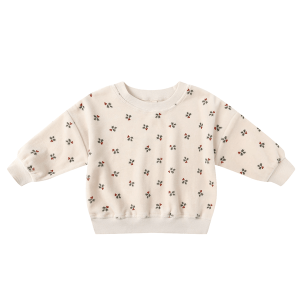 Quincy Mae Velour Relaxed Sweatshirt - Holly Berry