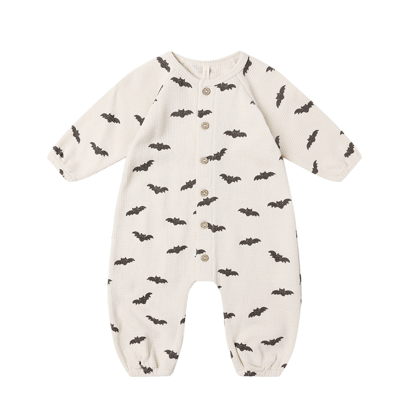 Quincy Mae Waffle Long Sleeve Jumpsuit - Bats