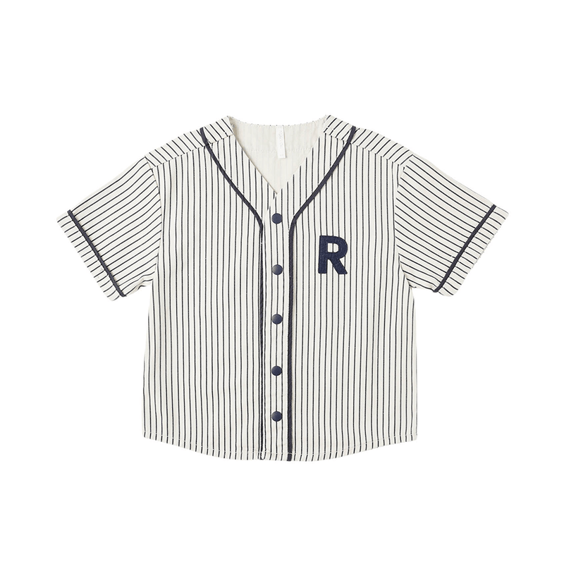 Rylee + Cru Baseball Shirt - Navy Pinstripe