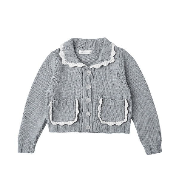 Rylee + Cru Collared Cardigan - Dusty Blue