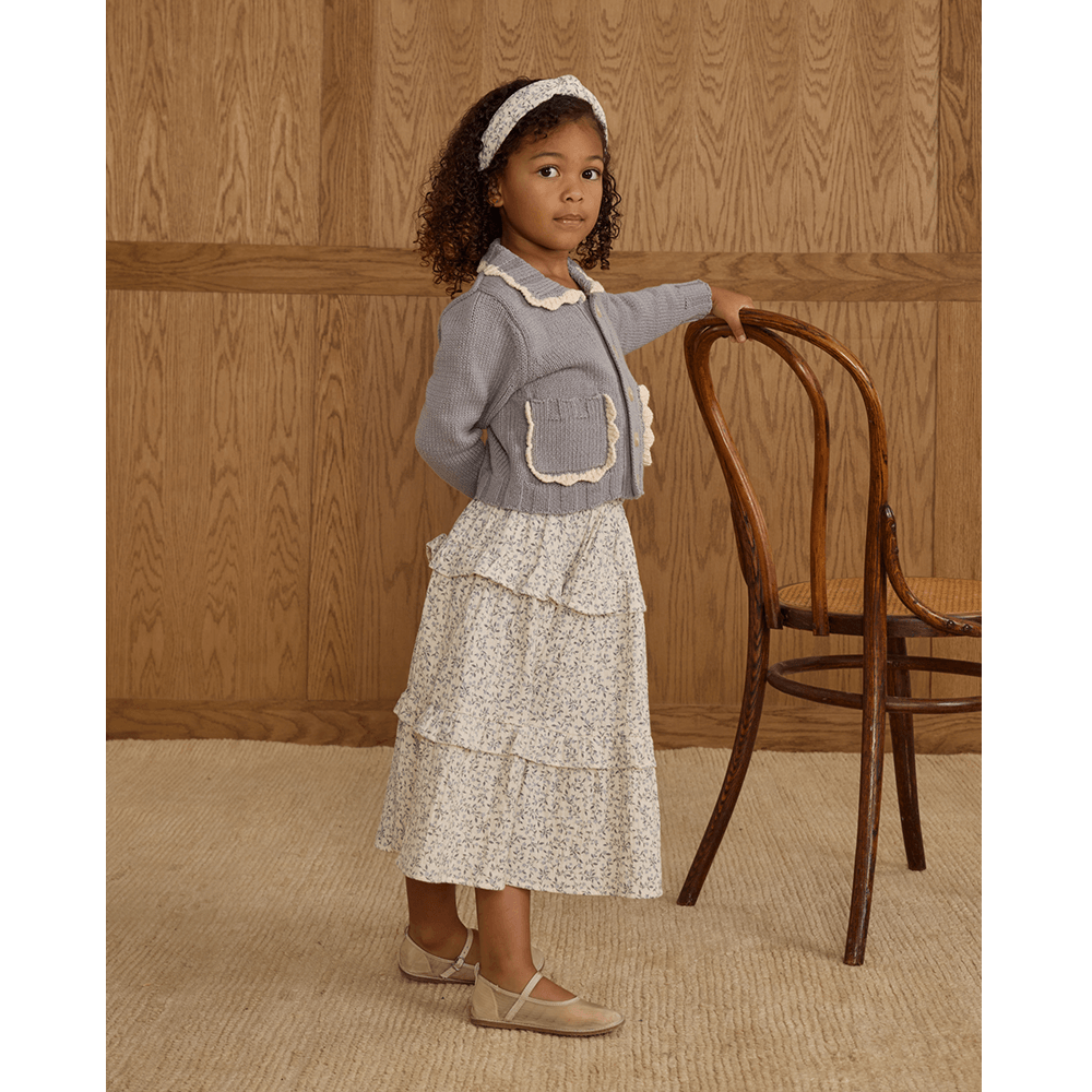 Rylee + Cru Collared Cardigan - Dusty Blue