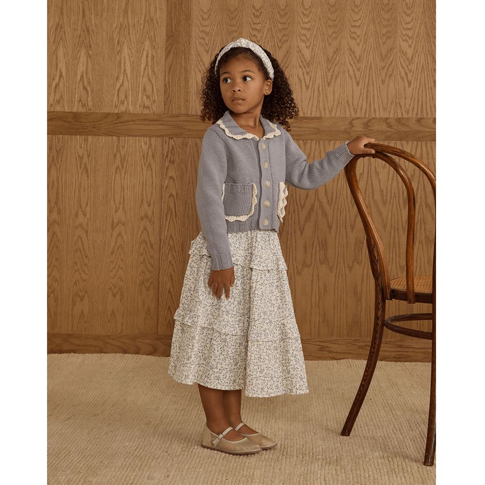Rylee + Cru Collared Cardigan - Dusty Blue