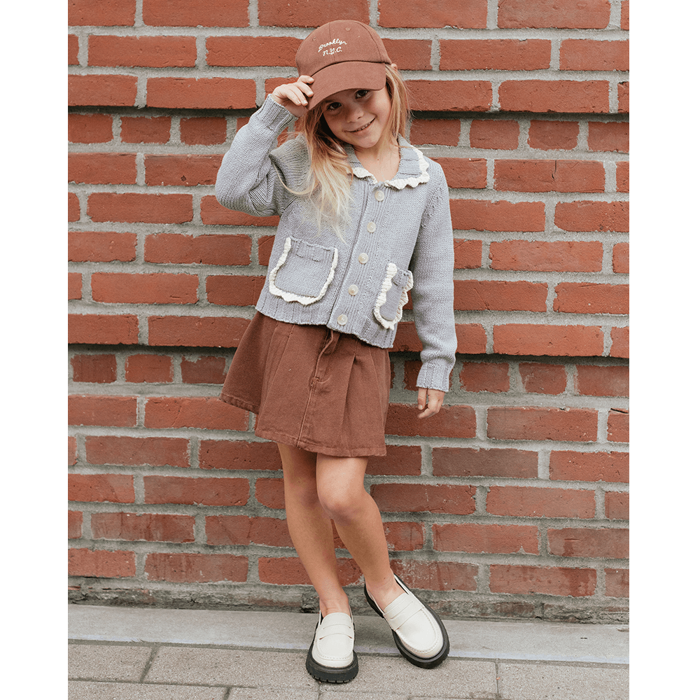 Rylee + Cru Collared Cardigan - Dusty Blue