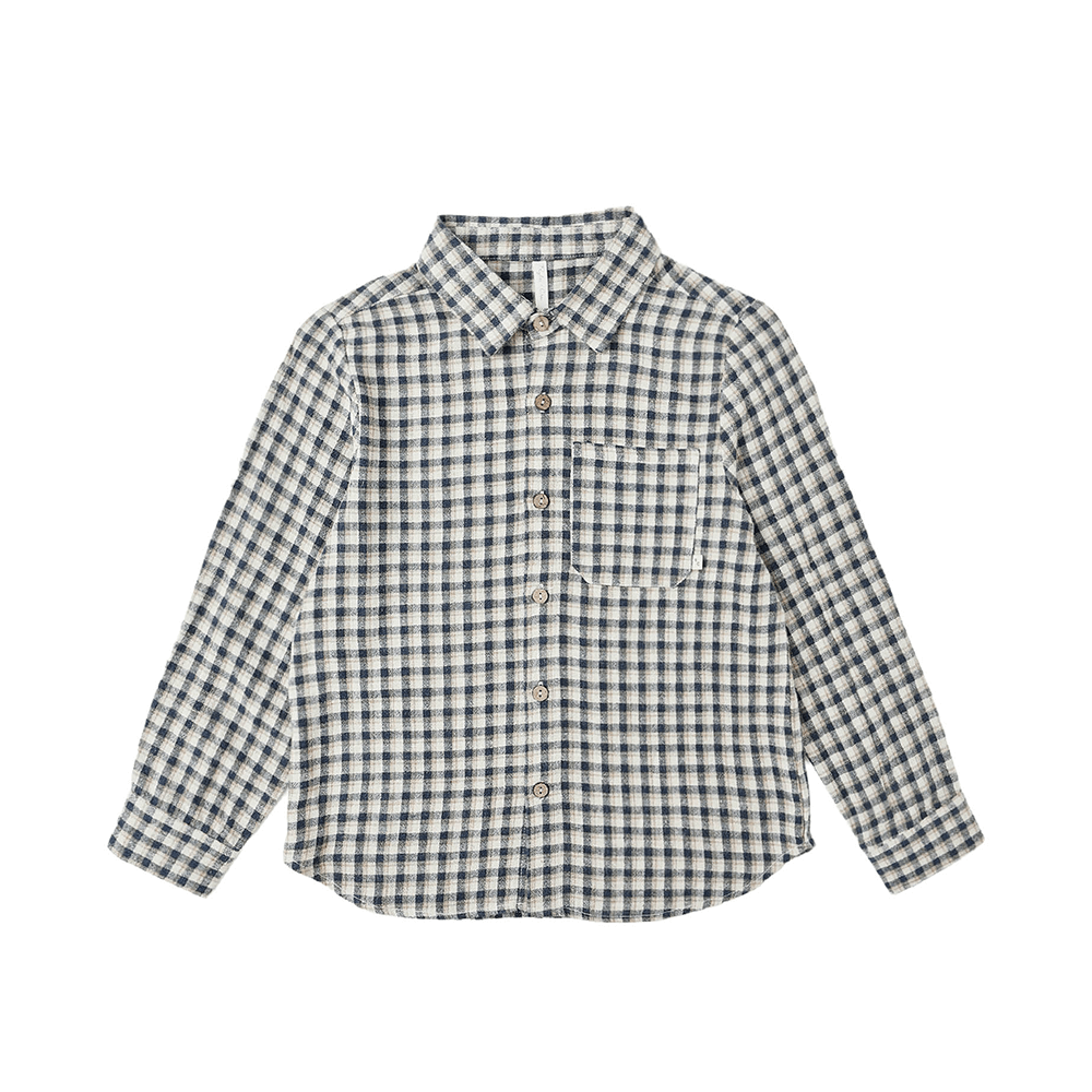 Rylee + Cru Collared Long Sleeve Shirt - Navy Check
