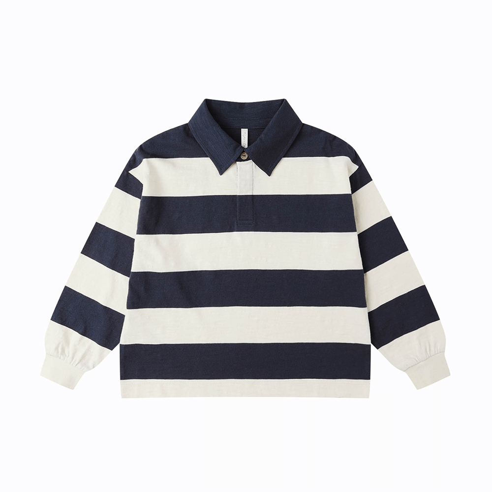 Rylee + Cru Rugby Polo - Navy Stripe
