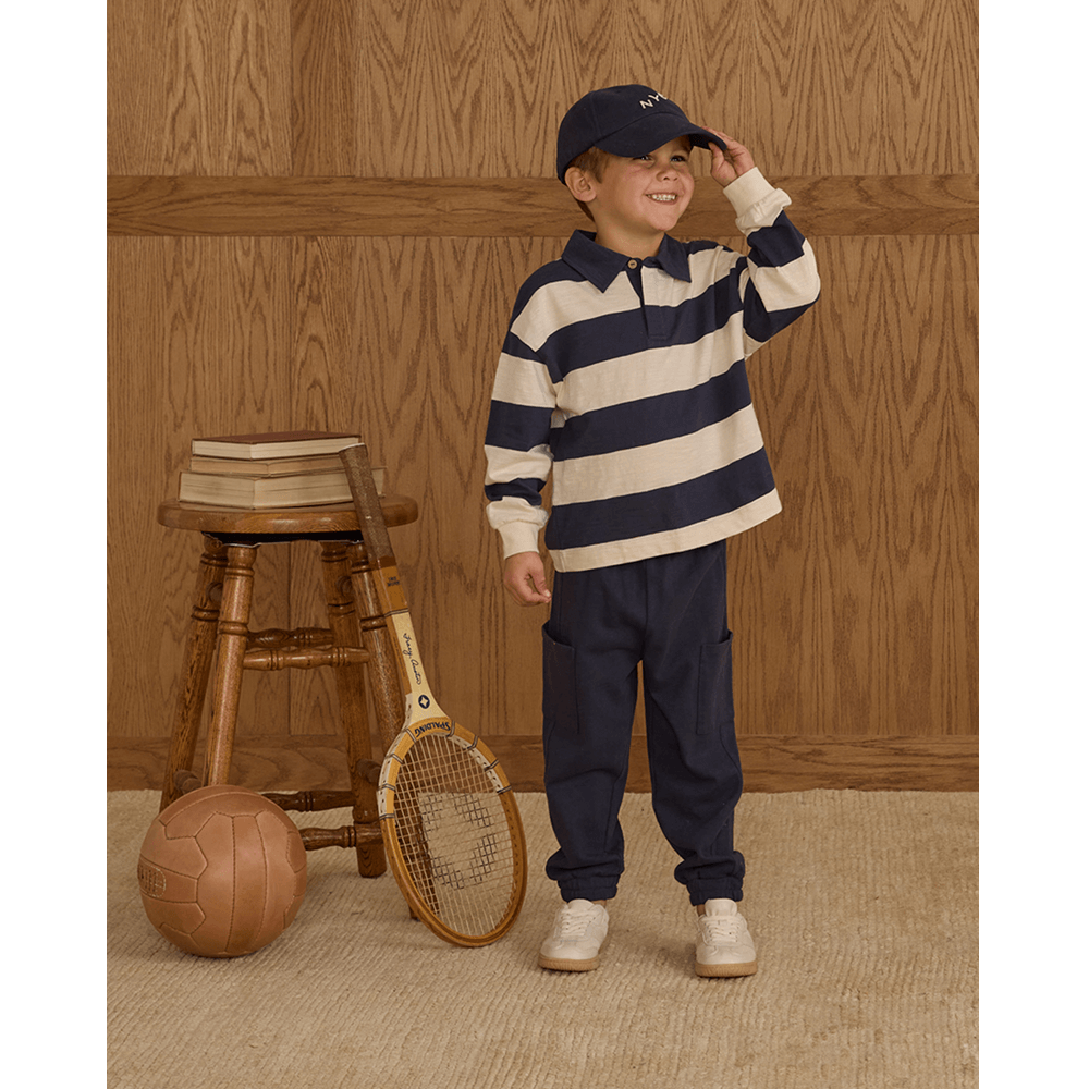 Rylee + Cru Rugby Polo - Navy Stripe