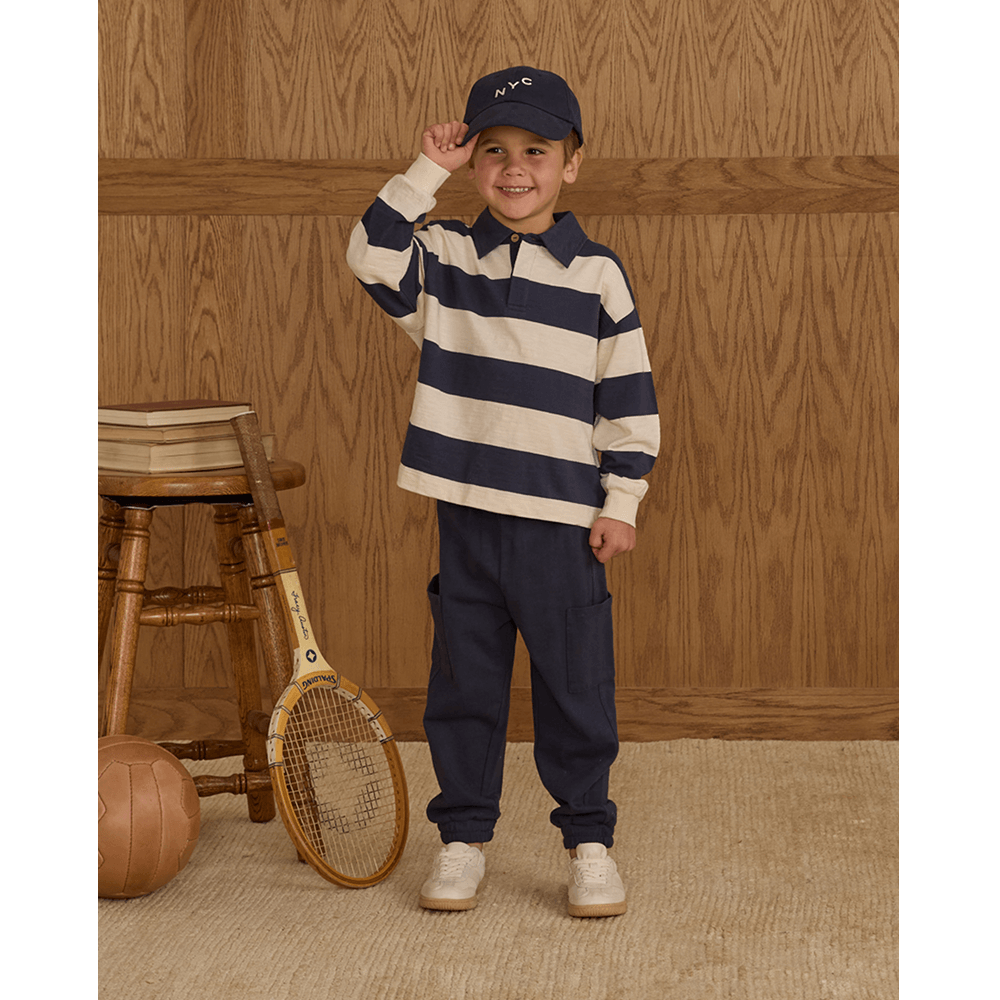Rylee + Cru Rugby Polo - Navy Stripe
