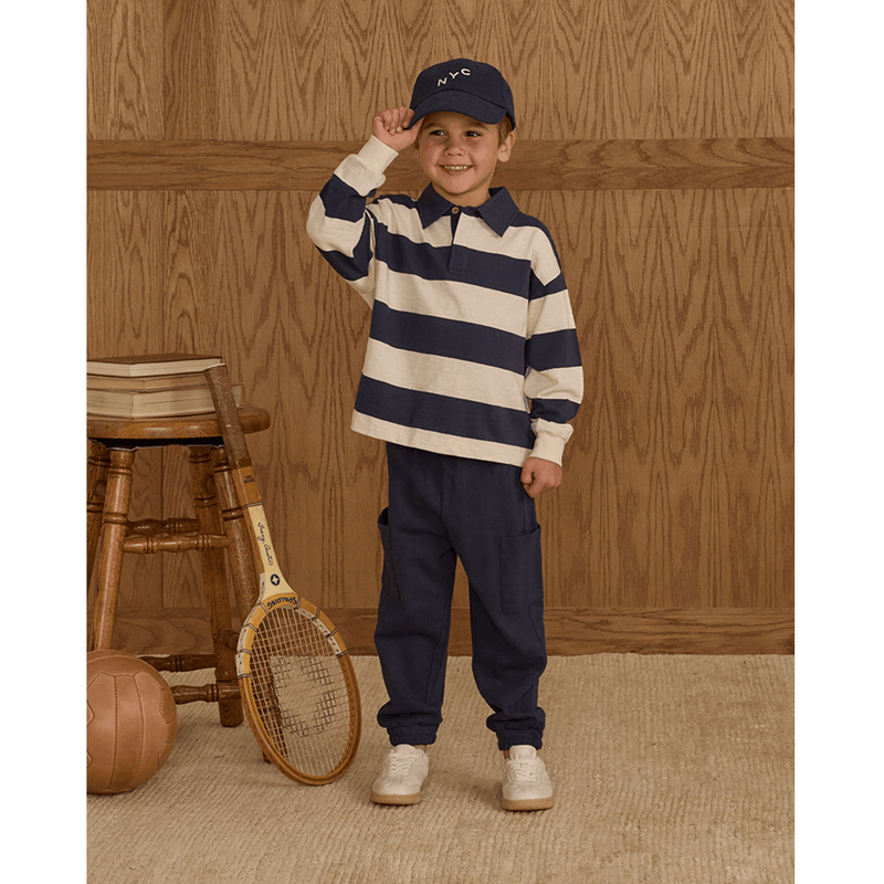 Rylee + Cru Rugby Polo - Navy Stripe