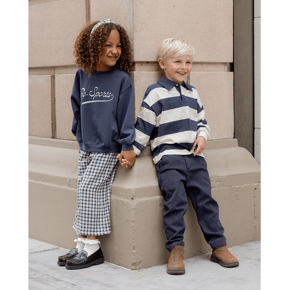 Rylee + Cru Rugby Polo - Navy Stripe