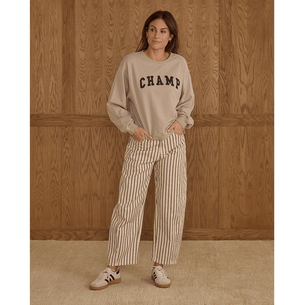 Rylee + Cru Womens Barrel Pant - Burgundy Pinstripe