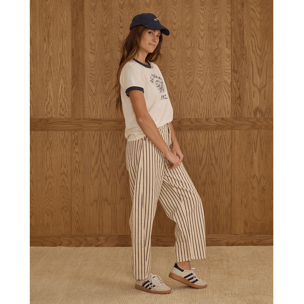 Rylee + Cru Womens Barrel Pant - Burgundy Pinstripe