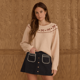 Rylee + Cru Womens Fair Isle Sweater - Bows