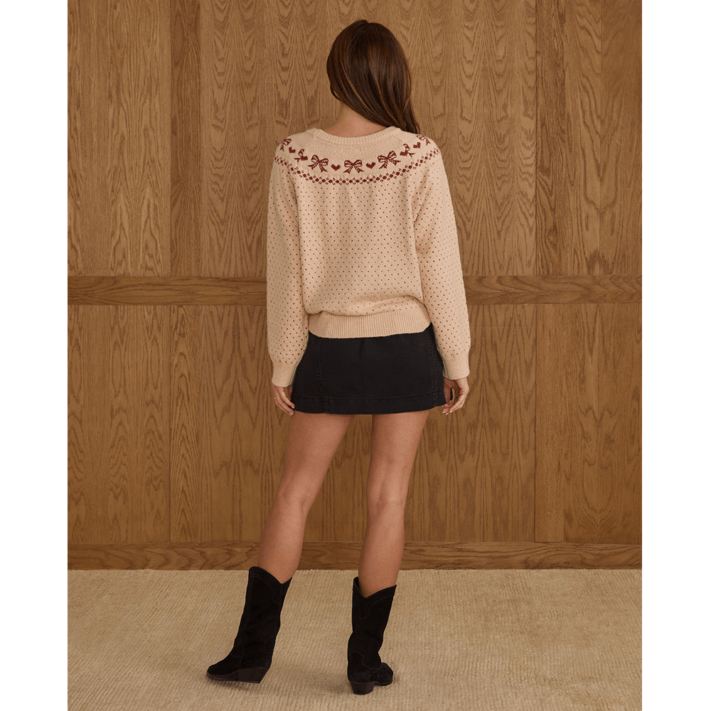 Rylee + Cru Womens Fair Isle Sweater - Bows
