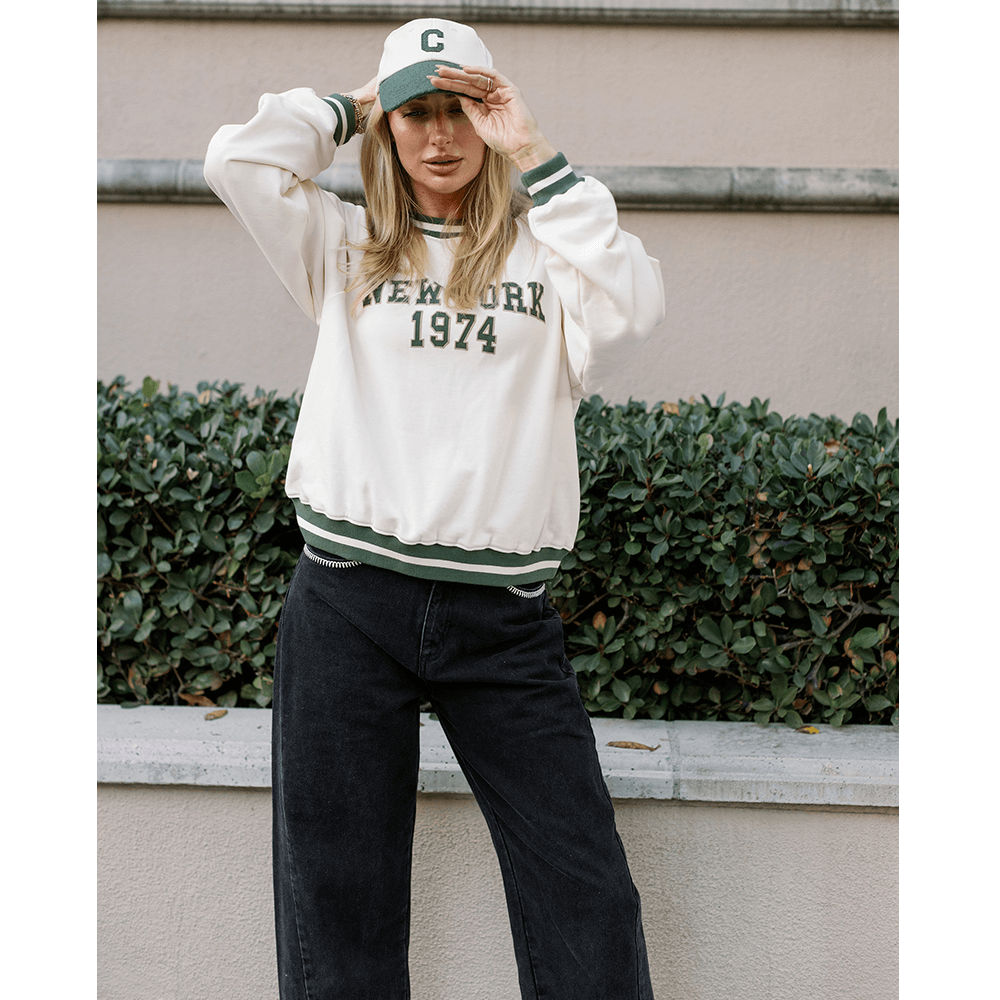 Rylee + Cru Womens Oversized Raglan Sweatshirt - New York