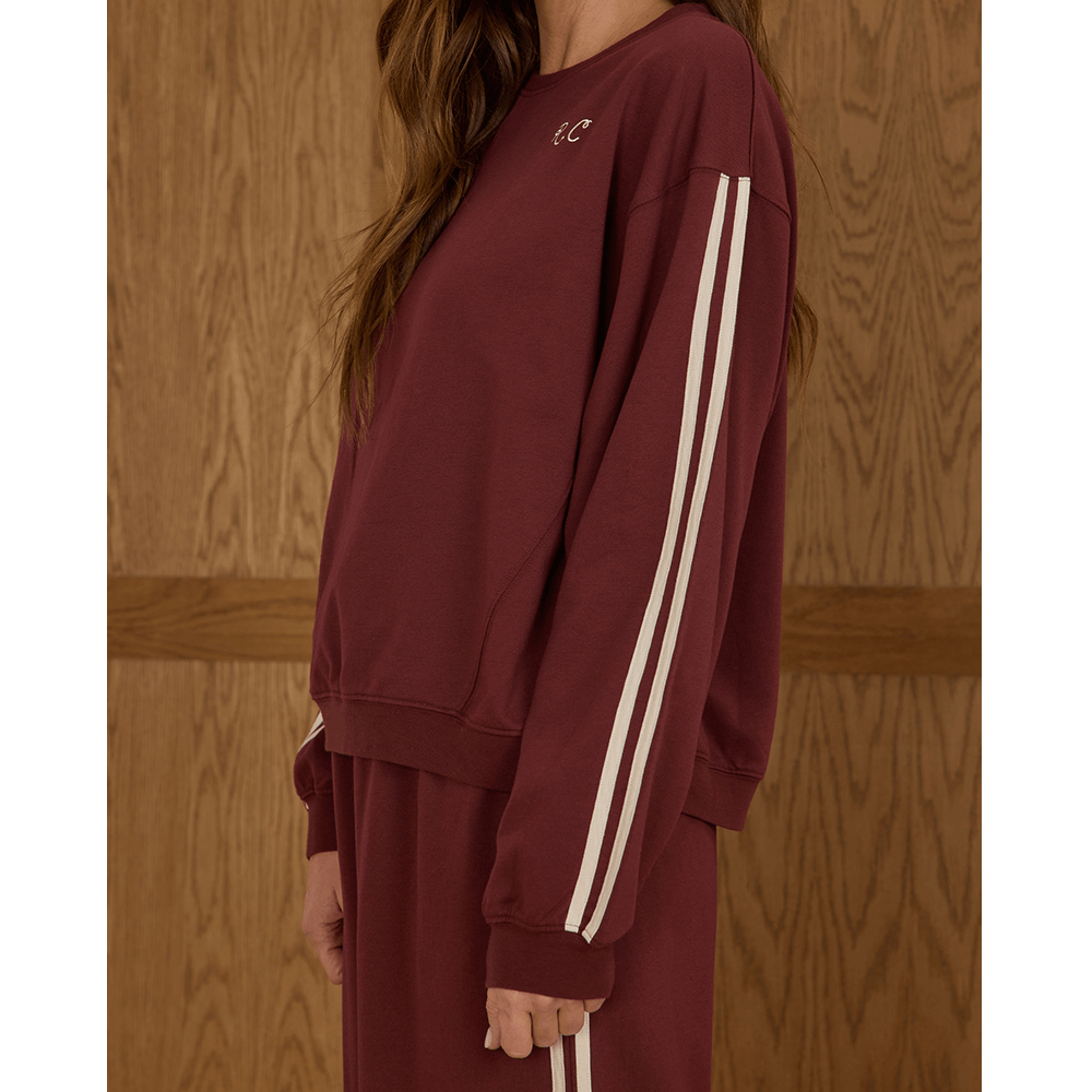 Rylee + Cru Womens Oversized Sweatshirt - Burgundy