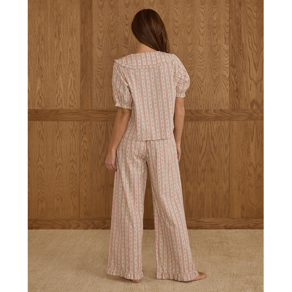 Rylee + Cru Womens Ruffle Pajamas - Candy Cane Stripe