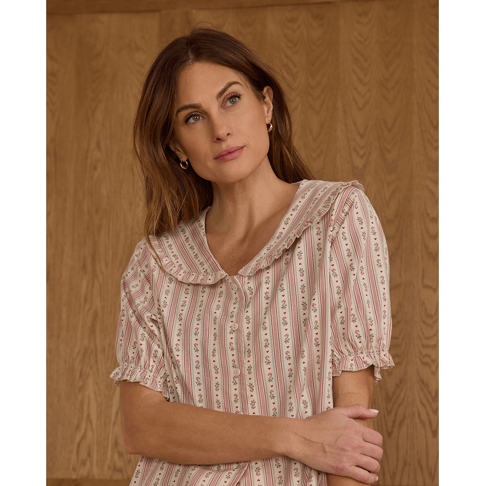 Rylee + Cru Womens Ruffle Pajamas - Candy Cane Stripe