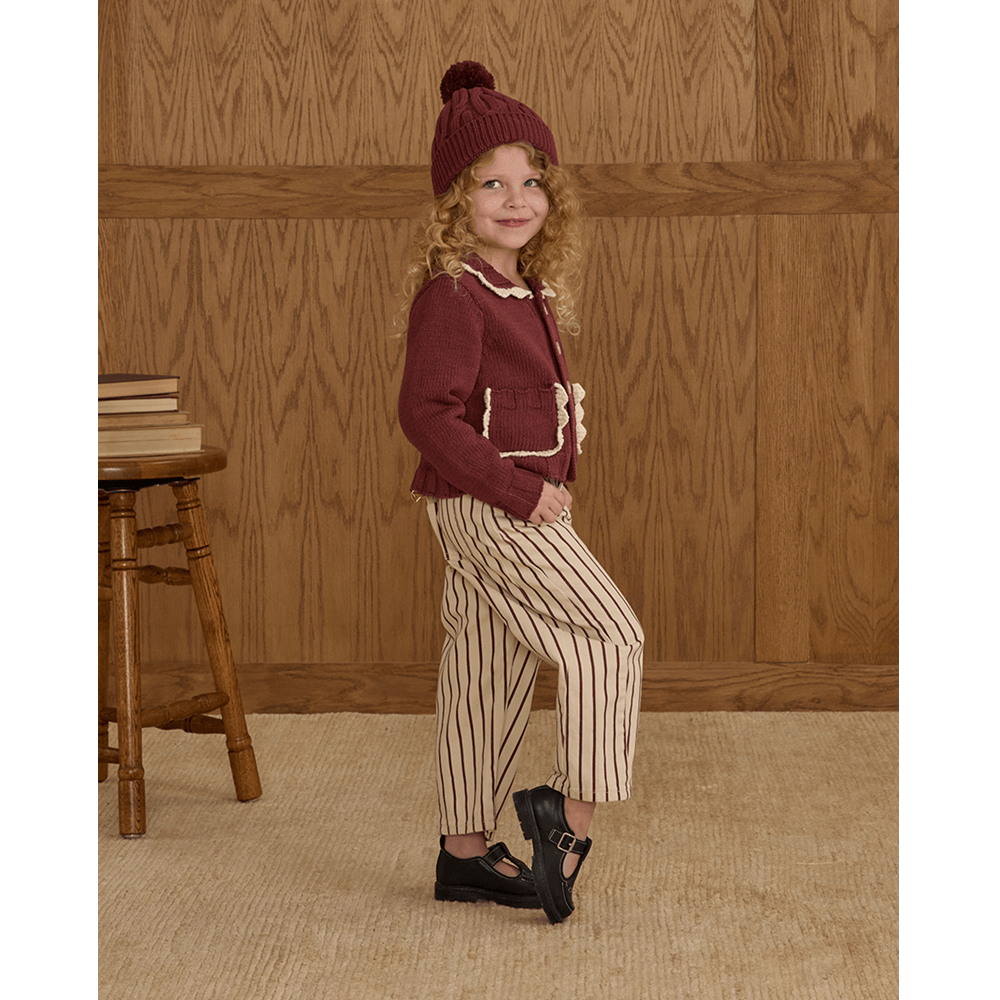 Rylee + Cru Barrel Pant - Burgundy Pinstripe