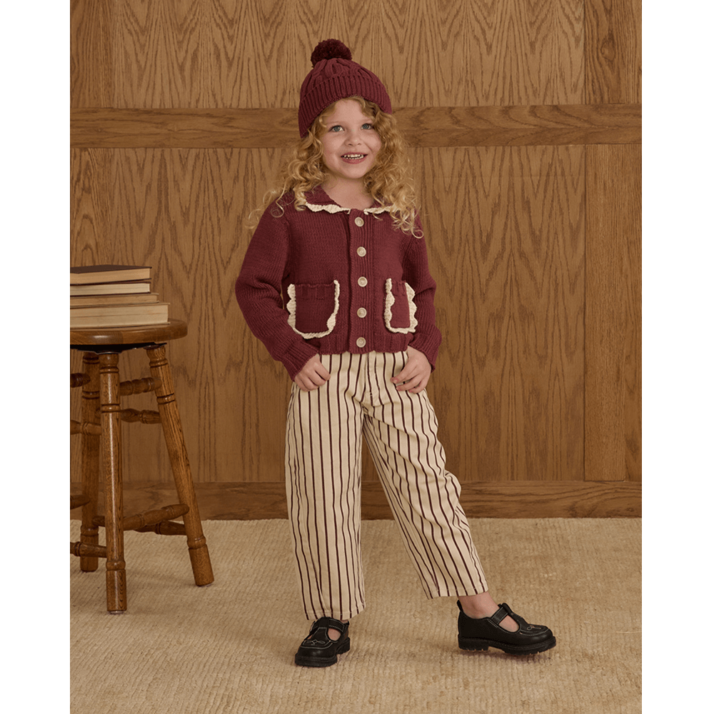 Rylee + Cru Barrel Pant - Burgundy Pinstripe