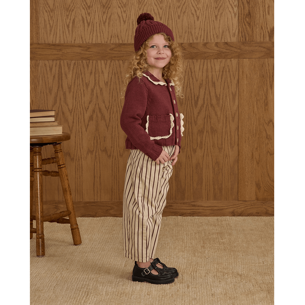 Rylee + Cru Barrel Pant - Burgundy Pinstripe