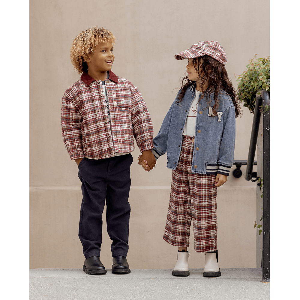 Rylee + Cru  Brooklyn Trouser - Burgundy Plaid