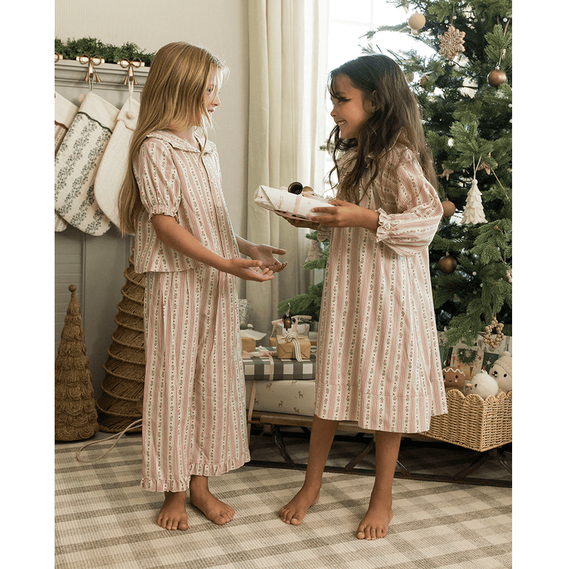 Rylee + Cru Girl's Nightgown - Candy Cane Stripe