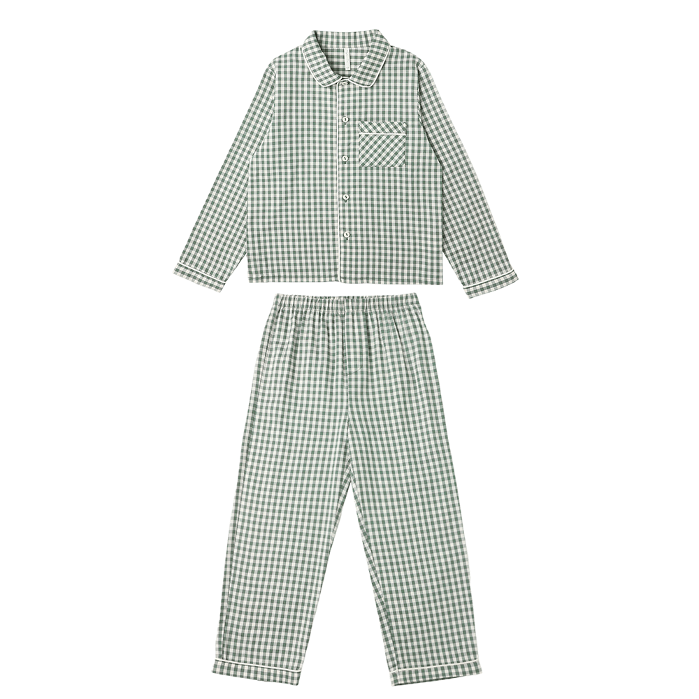 Rylee + Cru Long Sleeve Pajamas - Evergreen Gingham