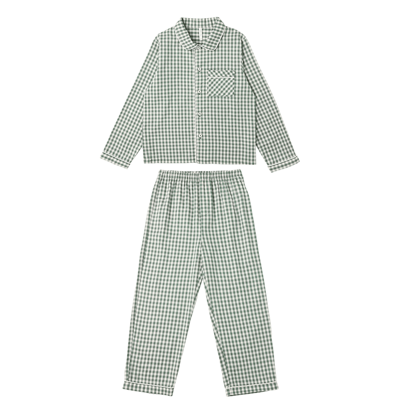 Rylee + Cru Long Sleeve Pajamas - Evergreen Gingham