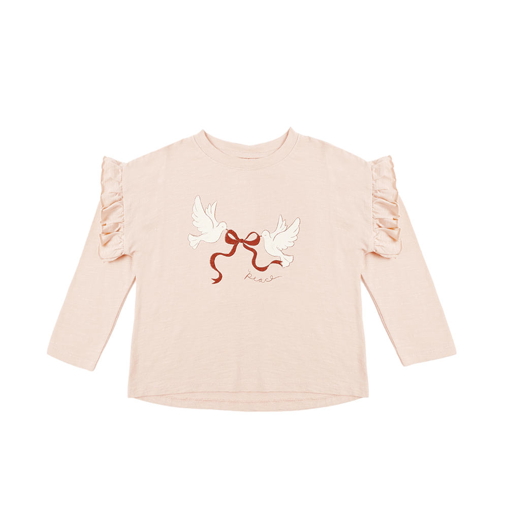 Rylee + Cru Ruffle Long Sleeve Tee - Peace