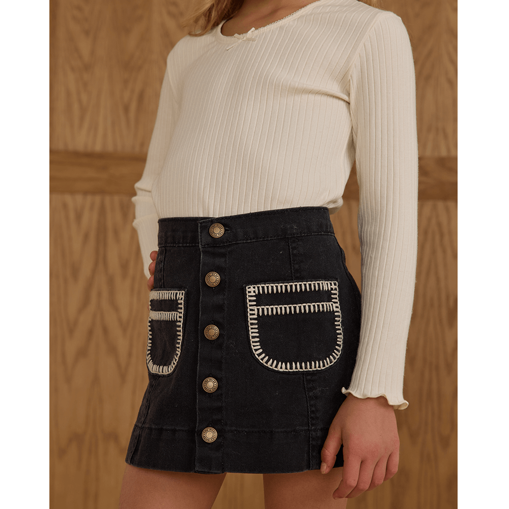 Rylee + Cru Denver Mini Skirt - Washed Black