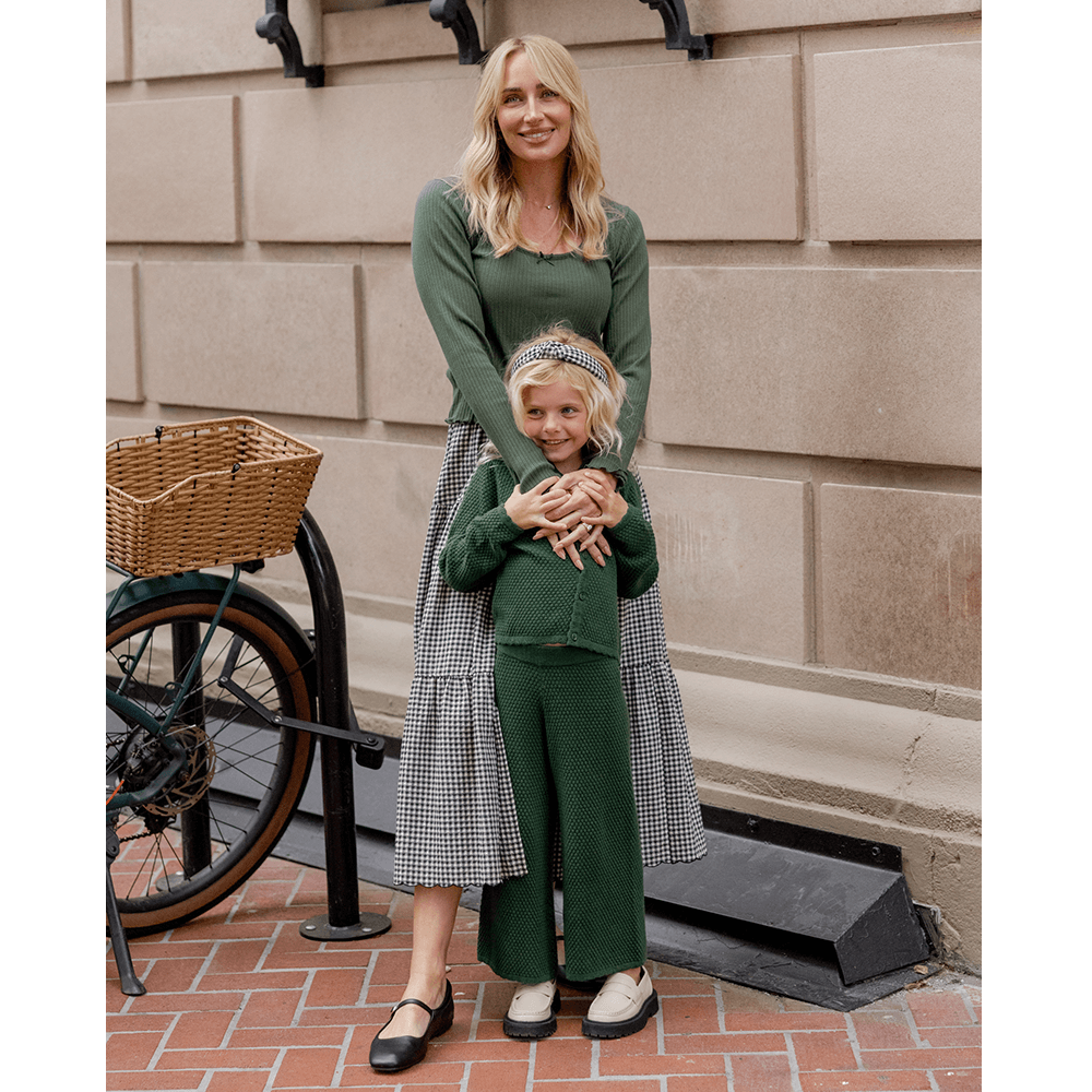Rylee + Cru Knit Wide Leg Pant - Green