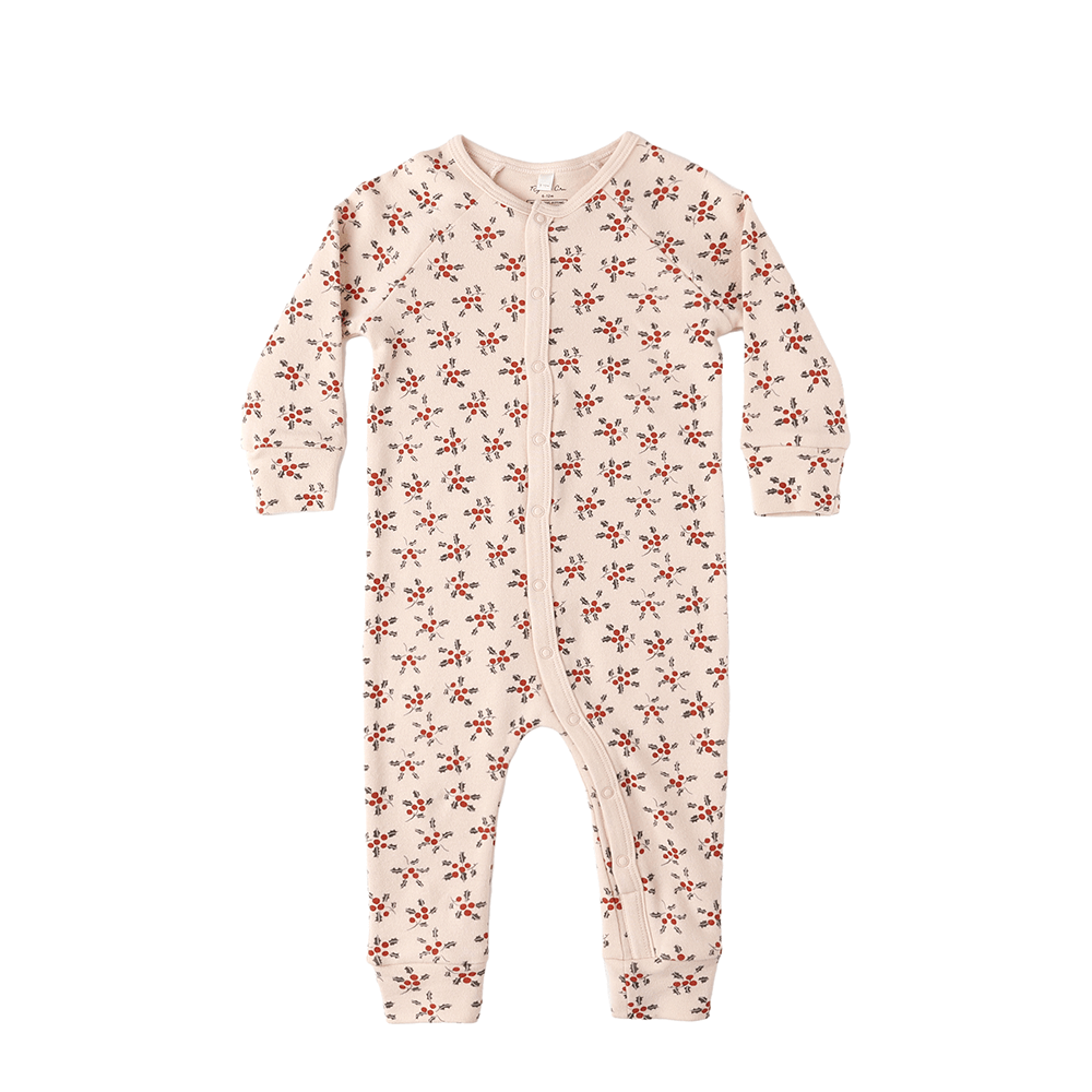 Rylee + Cru Organic Long John Pajamas - Holly Berry