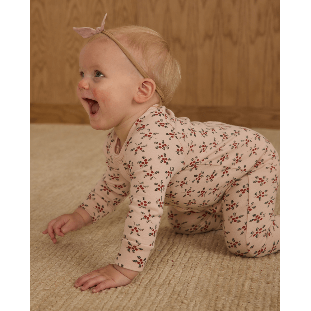 Rylee + Cru Organic Long John Pajamas - Holly Berry