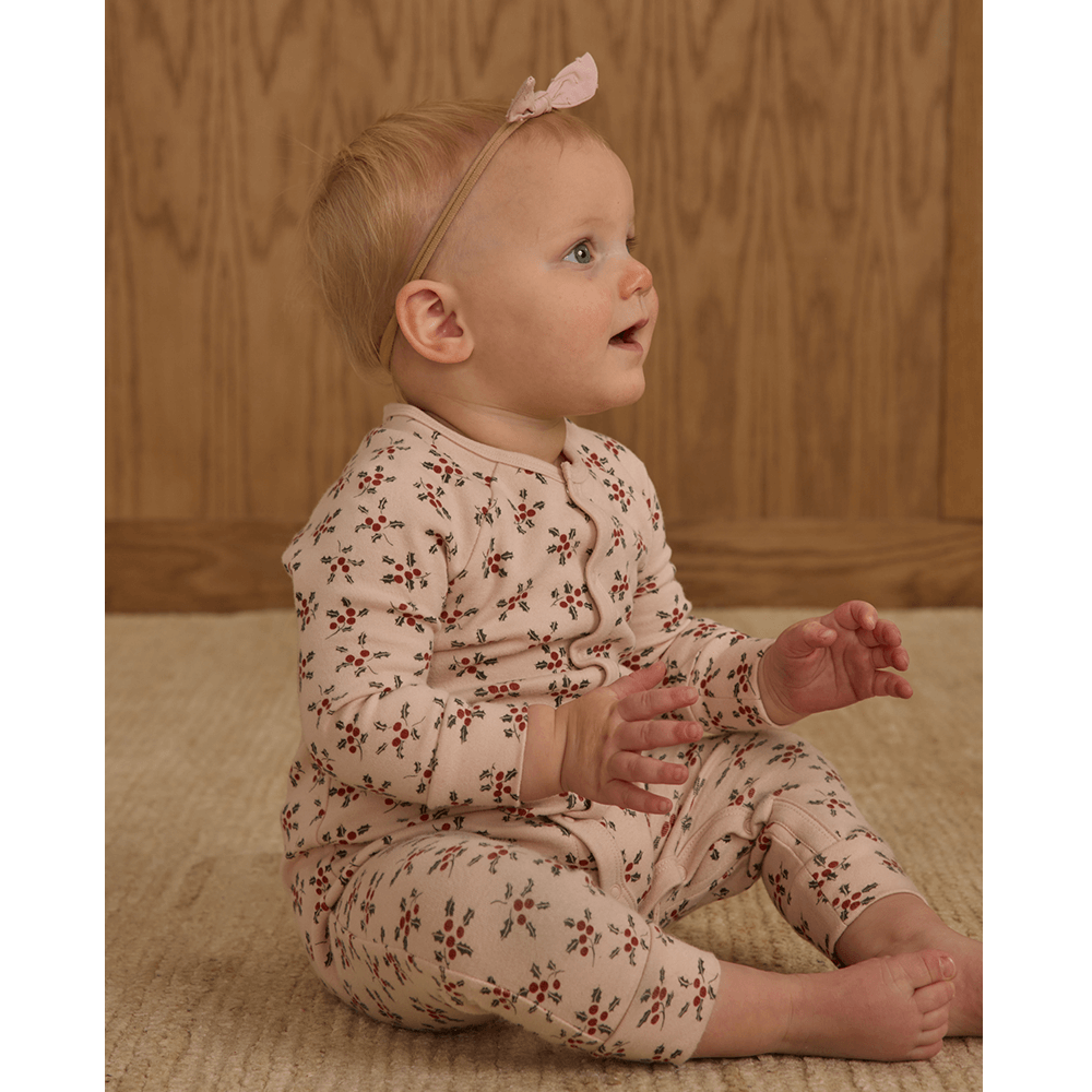 Rylee + Cru Organic Long John Pajamas - Holly Berry