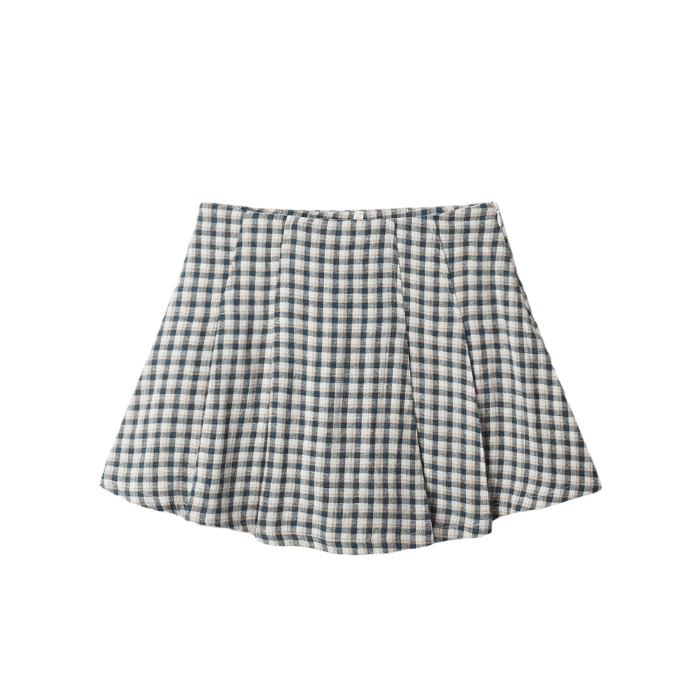 Rylee + Cru Pleated Mini Skirt - Navy Check