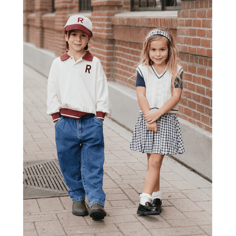 Rylee + Cru Pleated Mini Skirt - Navy Check